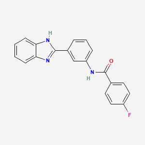 molecular formula C20H14FN3O B2700790 N-[3-(1H-苯并咪唑-2-基)苯基]-4-氟苯甲酰胺 CAS No. 477492-96-9