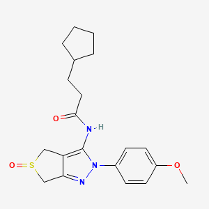 molecular formula C20H25N3O3S B2700798 3-cyclopentyl-N-[2-(4-methoxyphenyl)-5-oxo-4,6-dihydrothieno[3,4-c]pyrazol-3-yl]propanamide CAS No. 958587-38-7