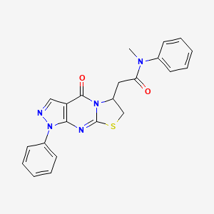 molecular formula C22H19N5O2S B2700808 N-甲基-2-(4-氧代-1-苯基-1,4,6,7-四氢吡唑[3,4-d]噻唑[3,2-a]嘧啶-6-基)-N-苯乙酰胺 CAS No. 952804-39-6