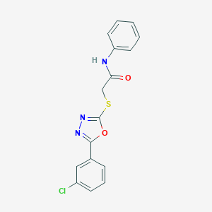 molecular formula C16H12ClN3O2S B270081 2-{[5-(3-chlorophenyl)-1,3,4-oxadiazol-2-yl]sulfanyl}-N-phenylacetamide 