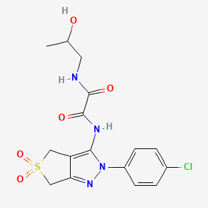 molecular formula C16H17ClN4O5S B2700817 N1-(2-(4-chlorophenyl)-5,5-dioxido-4,6-dihydro-2H-thieno[3,4-c]pyrazol-3-yl)-N2-(2-hydroxypropyl)oxalamide CAS No. 899962-10-8