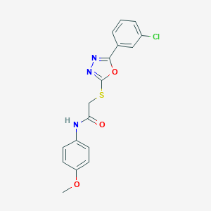molecular formula C17H14ClN3O3S B270082 2-{[5-(3-chlorophenyl)-1,3,4-oxadiazol-2-yl]sulfanyl}-N-(4-methoxyphenyl)acetamide 