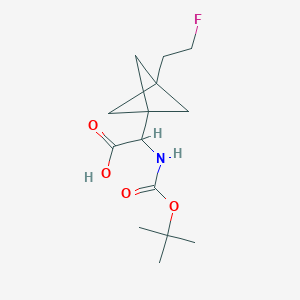 molecular formula C14H22FNO4 B2700825 2-[3-(2-Fluoroethyl)-1-bicyclo[1.1.1]pentanyl]-2-[(2-methylpropan-2-yl)oxycarbonylamino]acetic acid CAS No. 2287262-87-5