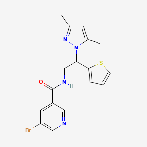 molecular formula C17H17BrN4OS B2700828 5-bromo-N-(2-(3,5-dimethyl-1H-pyrazol-1-yl)-2-(thiophen-2-yl)ethyl)nicotinamide CAS No. 2034342-82-8