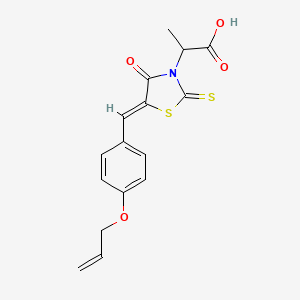 molecular formula C16H15NO4S2 B2700829 (Z)-2-(5-(4-(烯丙氧基)苯甲醛基)-4-氧代-2-噻唑烷-3-基)丙酸 CAS No. 641997-89-9