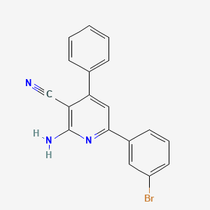 molecular formula C18H12BrN3 B2700831 2-Amino-6-(3-bromophenyl)-4-phenylnicotinonitrile CAS No. 361198-37-0