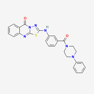molecular formula C26H22N6O2S B2700835 2-((3-(4-phenylpiperazine-1-carbonyl)phenyl)amino)-5H-[1,3,4]thiadiazolo[2,3-b]quinazolin-5-one CAS No. 1114611-64-1
