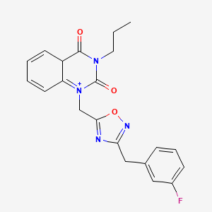 molecular formula C21H19FN4O3 B2700837 1-({3-[(3-Fluorophenyl)methyl]-1,2,4-oxadiazol-5-yl}methyl)-3-propyl-1,2,3,4-tetrahydroquinazoline-2,4-dione CAS No. 2319877-89-7