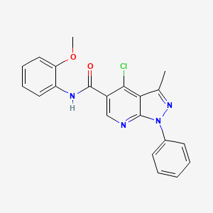 molecular formula C21H17ClN4O2 B2700839 4-chloro-N-(2-methoxyphenyl)-3-methyl-1-phenyl-1H-pyrazolo[3,4-b]pyridine-5-carboxamide CAS No. 899985-42-3