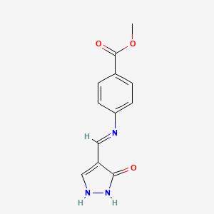 molecular formula C12H11N3O3 B2700851 methyl 4-{[(5-oxo-1,5-dihydro-4H-pyrazol-4-yliden)methyl]amino}benzenecarboxylate CAS No. 339020-64-3