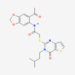 N-(6-acetyl-1,3-benzodioxol-5-yl)-2-{[3-(3-methylbutyl)-4-oxo-3,4-dihydrothieno[3,2-d]pyrimidin-2-yl]sulfanyl}acetamide