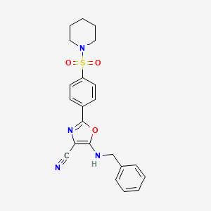 molecular formula C22H22N4O3S B2700855 5-(Benzylamino)-2-[4-(piperidin-1-ylsulfonyl)phenyl]-1,3-oxazole-4-carbonitrile CAS No. 941243-57-8