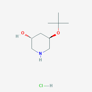 molecular formula C9H20ClNO2 B2700856 (3R,5R)-5-[(2-甲基丙烷-2-基)氧基]哌啶-3-醇；盐酸盐 CAS No. 2550996-45-5