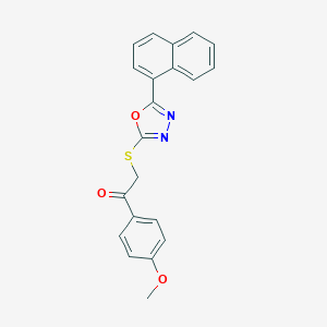 molecular formula C21H16N2O3S B270086 1-(4-Methoxyphenyl)-2-{[5-(1-naphthyl)-1,3,4-oxadiazol-2-yl]sulfanyl}ethanone 