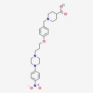 molecular formula C26H34N4O5 B2700864 1-(4-{3-[4-(4-Nitrophenyl)piperazino]propoxy}benzyl)-4-piperidinecarboxylic acid CAS No. 860649-30-5