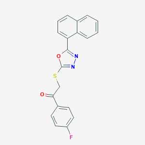 molecular formula C20H13FN2O2S B270087 1-(4-Fluorophenyl)-2-{[5-(1-naphthyl)-1,3,4-oxadiazol-2-yl]sulfanyl}ethanone 