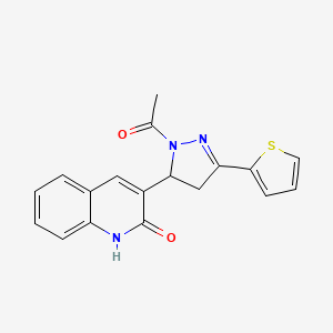 3-(1-acetyl-3-(thiophen-2-yl)-4,5-dihydro-1H-pyrazol-5-yl)quinolin-2(1H)-one