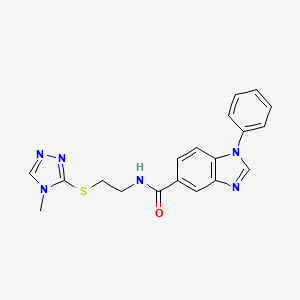 molecular formula C19H18N6OS B2700879 N-(2-((4-甲基-4H-1,2,4-三唑-3-基)硫基)乙基)-1-苯基-1H-苯并[d]咪唑-5-甲酰胺 CAS No. 1203020-66-9