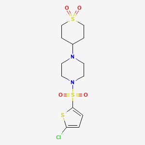 molecular formula C13H19ClN2O4S3 B2700887 4-(4-((5-chlorothiophen-2-yl)sulfonyl)piperazin-1-yl)tetrahydro-2H-thiopyran 1,1-dioxide CAS No. 1903782-04-6