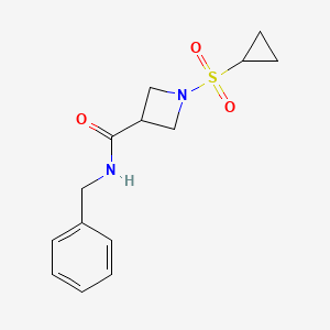 molecular formula C14H18N2O3S B2700894 N-苄基-1-(环丙基磺酰)氮杂环丁烷-3-甲酰胺 CAS No. 1428362-45-1