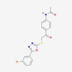 molecular formula C18H14BrN3O3S B270090 N-[4-({[5-(3-bromophenyl)-1,3,4-oxadiazol-2-yl]sulfanyl}acetyl)phenyl]acetamide 