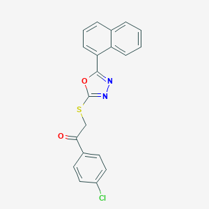molecular formula C20H13ClN2O2S B270093 1-(4-Chlorophenyl)-2-{[5-(1-naphthyl)-1,3,4-oxadiazol-2-yl]sulfanyl}ethanone 
