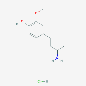 molecular formula C11H18ClNO2 B2700933 4-(3-Aminobutyl)-2-methoxyphenol hydrochloride CAS No. 303010-39-1