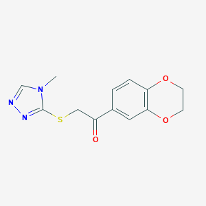 molecular formula C13H13N3O3S B270094 1-(2,3-dihydro-1,4-benzodioxin-6-yl)-2-[(4-methyl-4H-1,2,4-triazol-3-yl)sulfanyl]ethanone 