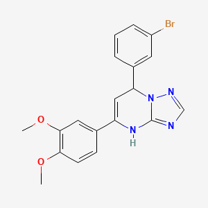 molecular formula C19H17BrN4O2 B2700940 7-(3-Bromophenyl)-5-(3,4-dimethoxyphenyl)-4,7-dihydro-[1,2,4]triazolo[1,5-a]pyrimidine CAS No. 459418-29-2