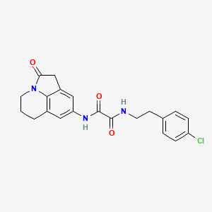 molecular formula C21H20ClN3O3 B2700942 N'-[2-(4-chlorophenyl)ethyl]-N-{2-oxo-1-azatricyclo[6.3.1.0^{4,12}]dodeca-4,6,8(12)-trien-6-yl}ethanediamide CAS No. 898454-69-8