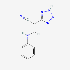 molecular formula C10H8N6 B2700950 (E)-3-anilino-2-(2H-tetrazol-5-yl)prop-2-enenitrile CAS No. 1020252-60-1