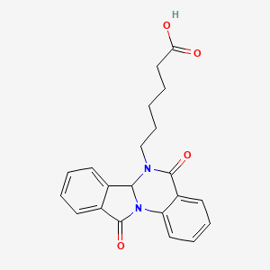 molecular formula C21H20N2O4 B2700952 6-(5,11-dioxo-6a,11-dihydroisoindolo[2,1-a]quinazolin-6(5H)-yl)hexanoic acid CAS No. 1630763-33-5