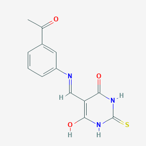 molecular formula C13H11N3O3S B2700953 5-(((3-acetylphenyl)amino)methylene)-2-thioxodihydropyrimidine-4,6(1H,5H)-dione CAS No. 1021228-80-7