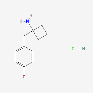 molecular formula C11H15ClFN B2700957 1-[(4-氟苯基)甲基]环丁基-1-胺盐酸盐 CAS No. 1439902-84-7