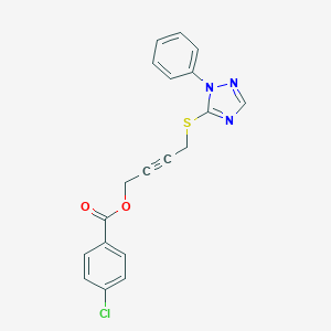 molecular formula C19H14ClN3O2S B270096 4-[(1-phenyl-1H-1,2,4-triazol-5-yl)sulfanyl]-2-butynyl 4-chlorobenzoate 