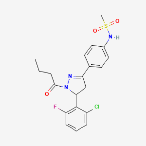 N-(4-(1-butyryl-5-(2-chloro-6-fluorophenyl)-4,5-dihydro-1H-pyrazol-3-yl)phenyl)methanesulfonamide