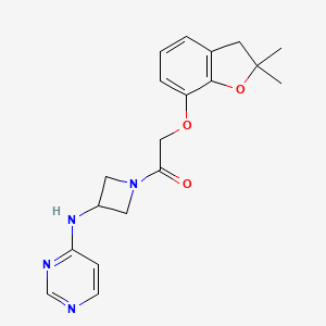 molecular formula C19H22N4O3 B2700965 2-((2,2-Dimethyl-2,3-dihydrobenzofuran-7-yl)oxy)-1-(3-(pyrimidin-4-ylamino)azetidin-1-yl)ethan-1-one CAS No. 2320898-17-5