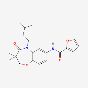molecular formula C21H26N2O4 B2700976 N-(5-异戊基-3,3-二甲基-4-氧代-2,3,4,5-四氢苯并[b][1,4]噁氮杂环-7-基)呋喃-2-甲酰胺 CAS No. 921777-97-1