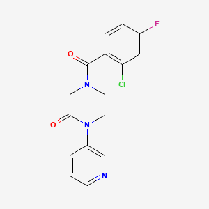molecular formula C16H13ClFN3O2 B2700993 4-(2-Chloro-4-fluorobenzoyl)-1-(pyridin-3-yl)piperazin-2-one CAS No. 2097861-03-3