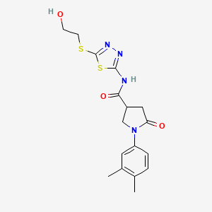 molecular formula C17H20N4O3S2 B2700998 1-(3,4-dimethylphenyl)-N-(5-((2-hydroxyethyl)thio)-1,3,4-thiadiazol-2-yl)-5-oxopyrrolidine-3-carboxamide CAS No. 872595-48-7