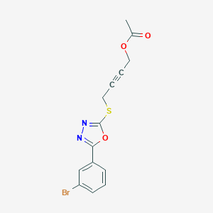 molecular formula C14H11BrN2O3S B270100 4-{[5-(3-Bromophenyl)-1,3,4-oxadiazol-2-yl]sulfanyl}-2-butynyl acetate 