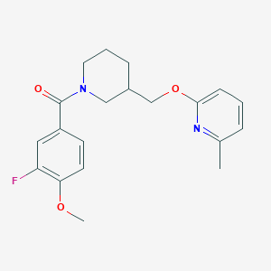 molecular formula C20H23FN2O3 B2701009 (3-Fluoro-4-methoxyphenyl)-[3-[(6-methylpyridin-2-yl)oxymethyl]piperidin-1-yl]methanone CAS No. 2380010-74-0