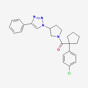 molecular formula C24H25ClN4O B2701011 (1-(4-chlorophenyl)cyclopentyl)(3-(4-phenyl-1H-1,2,3-triazol-1-yl)pyrrolidin-1-yl)methanone CAS No. 2034618-44-3
