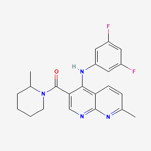 molecular formula C22H22F2N4O B2701013 N-(2-氯-4-氟苄基)-2-[1-(2-噻吩基磺酰)哌啶-4-基]丙酰胺 CAS No. 1251694-41-3