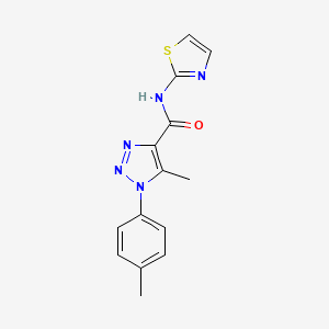 molecular formula C14H13N5OS B2701017 5-methyl-1-(4-methylphenyl)-N-(1,3-thiazol-2-yl)-1H-1,2,3-triazole-4-carboxamide CAS No. 871323-55-6