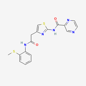 N-(4-(2-((2-(methylthio)phenyl)amino)-2-oxoethyl)thiazol-2-yl)pyrazine-2-carboxamide