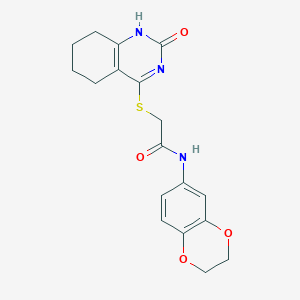 molecular formula C18H19N3O4S B2701037 N-(2,3-dihydro-1,4-benzodioxin-6-yl)-2-[(2-oxo-5,6,7,8-tetrahydro-1H-quinazolin-4-yl)sulfanyl]acetamide CAS No. 946269-73-4