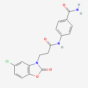 4-(3-(5-chloro-2-oxobenzo[d]oxazol-3(2H)-yl)propanamido)benzamide