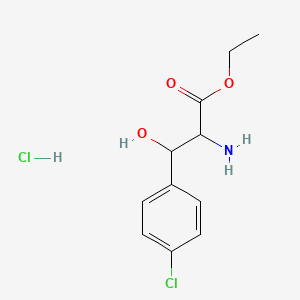 molecular formula C11H15Cl2NO3 B2701045 Ethyl 2-amino-3-(4-chlorophenyl)-3-hydroxypropanoate hydrochloride CAS No. 2031259-14-8