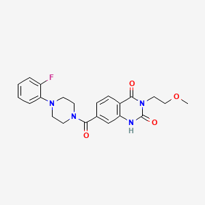 molecular formula C22H23FN4O4 B2701046 7-(4-(2-氟苯基)哌嗪-1-甲酰基)-3-(2-甲氧基乙基)喹唑啉-2,4(1H,3H)-二酮 CAS No. 892289-56-4